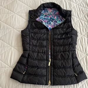 Lilly Pulitzer Vest puffer vest down fill black size XSMALL